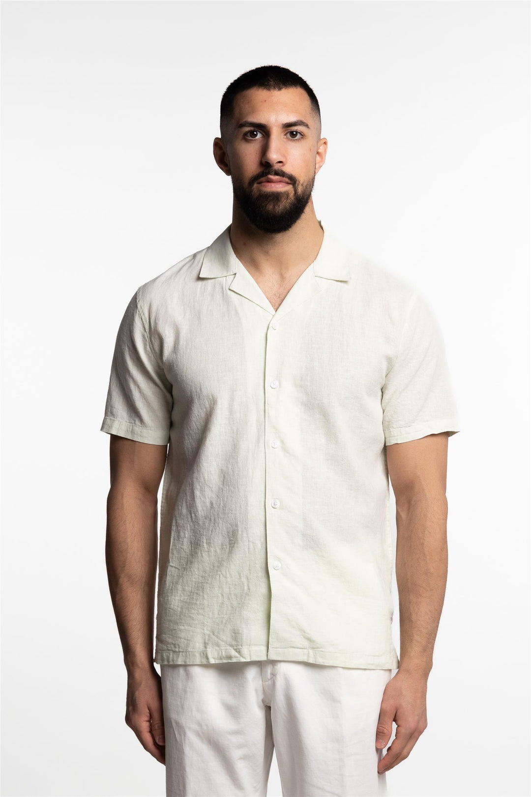 Short Sleeve Linen/Cotton Shirt Mint