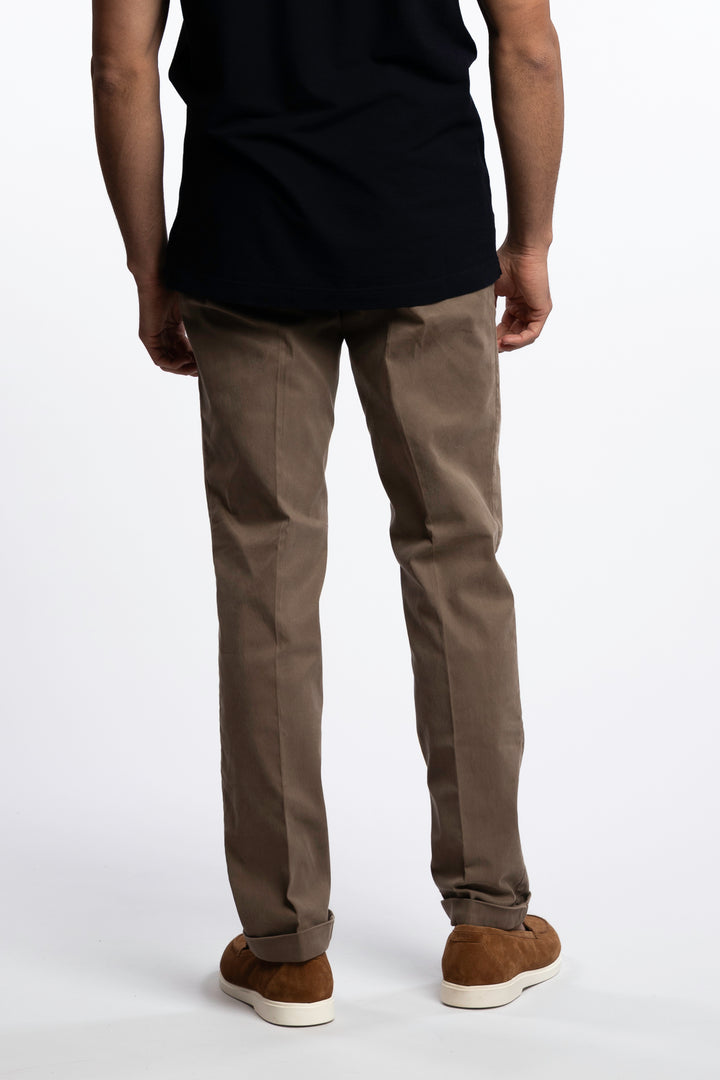 Cotton/Silk Chinos Lt Brown