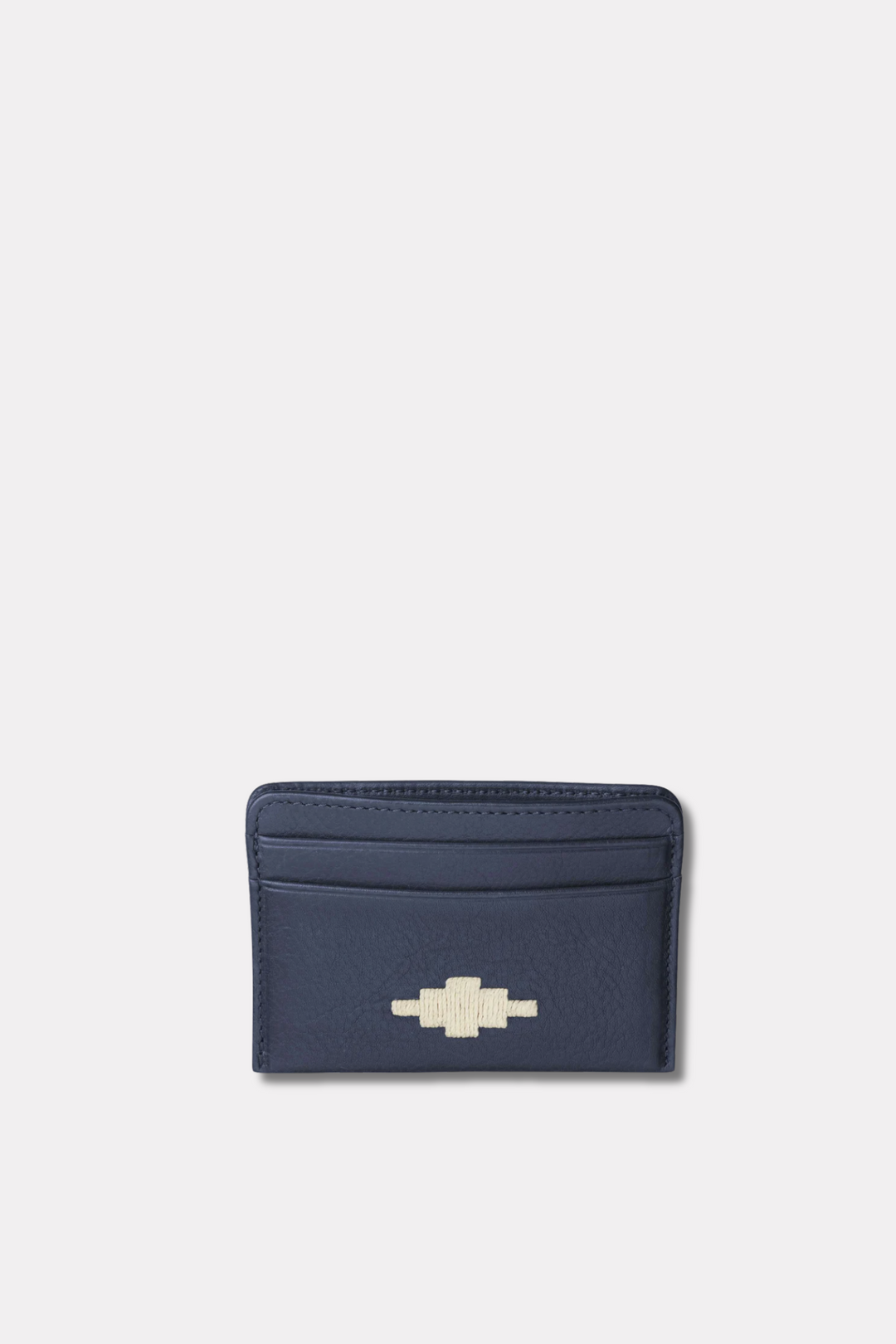 Rombo Card Slip - Navy Leather With Cream Stitching