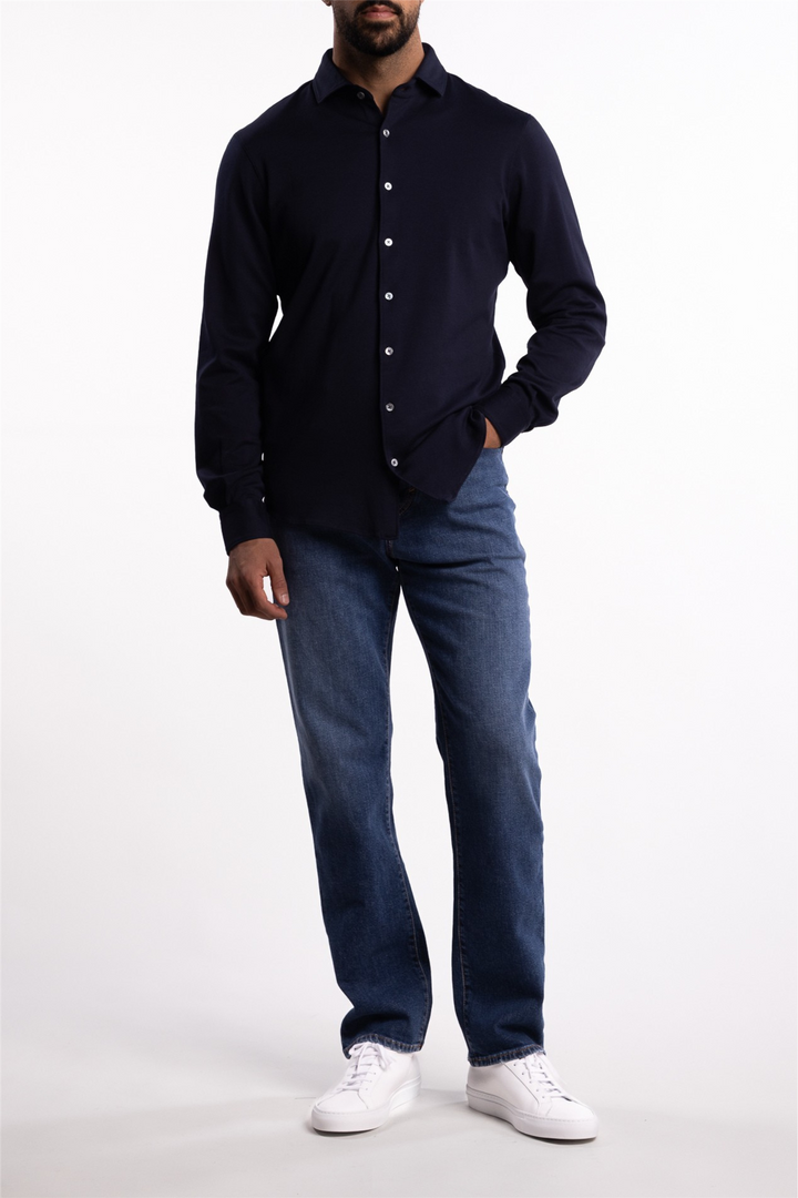 Cotton Stretch Shirt Navy