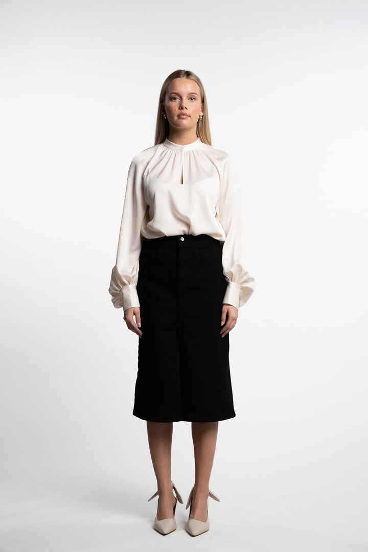 Stand Collar Blouse- Cream