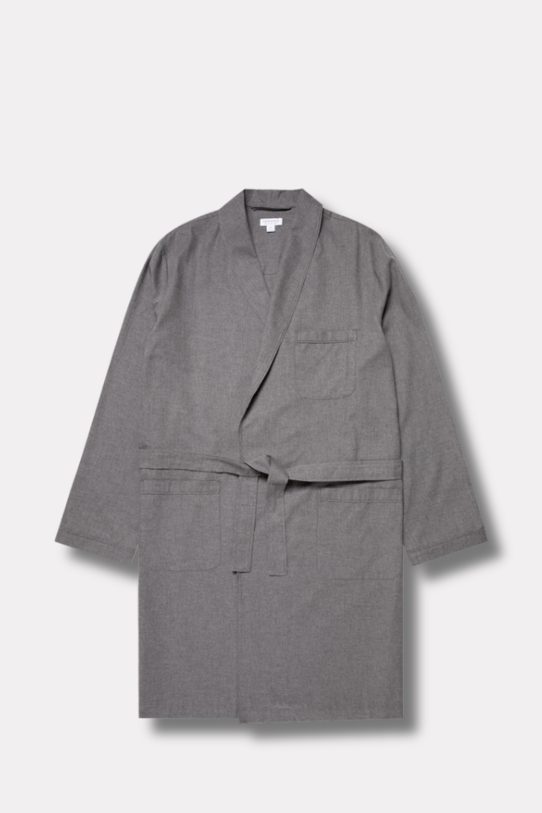 Cotton Flannel Robe Mid Grey Melange