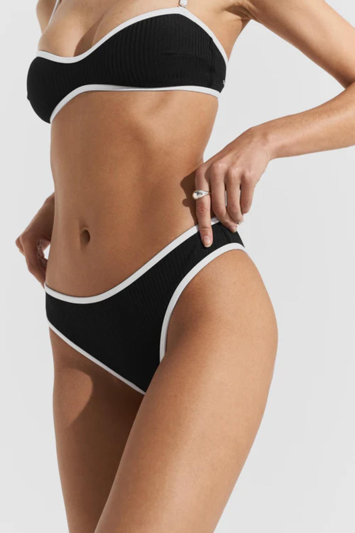 Ribbed Bikini Bottom- Black