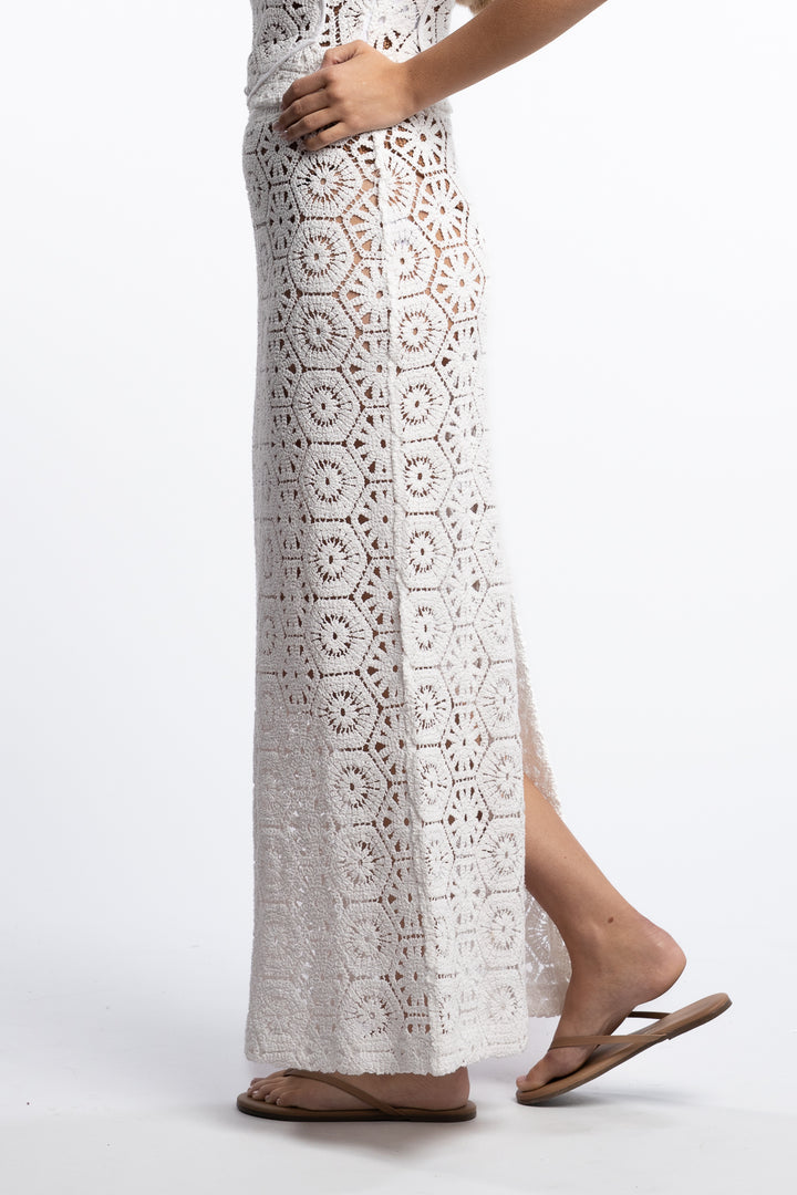 Louli Crochet Skirt- White