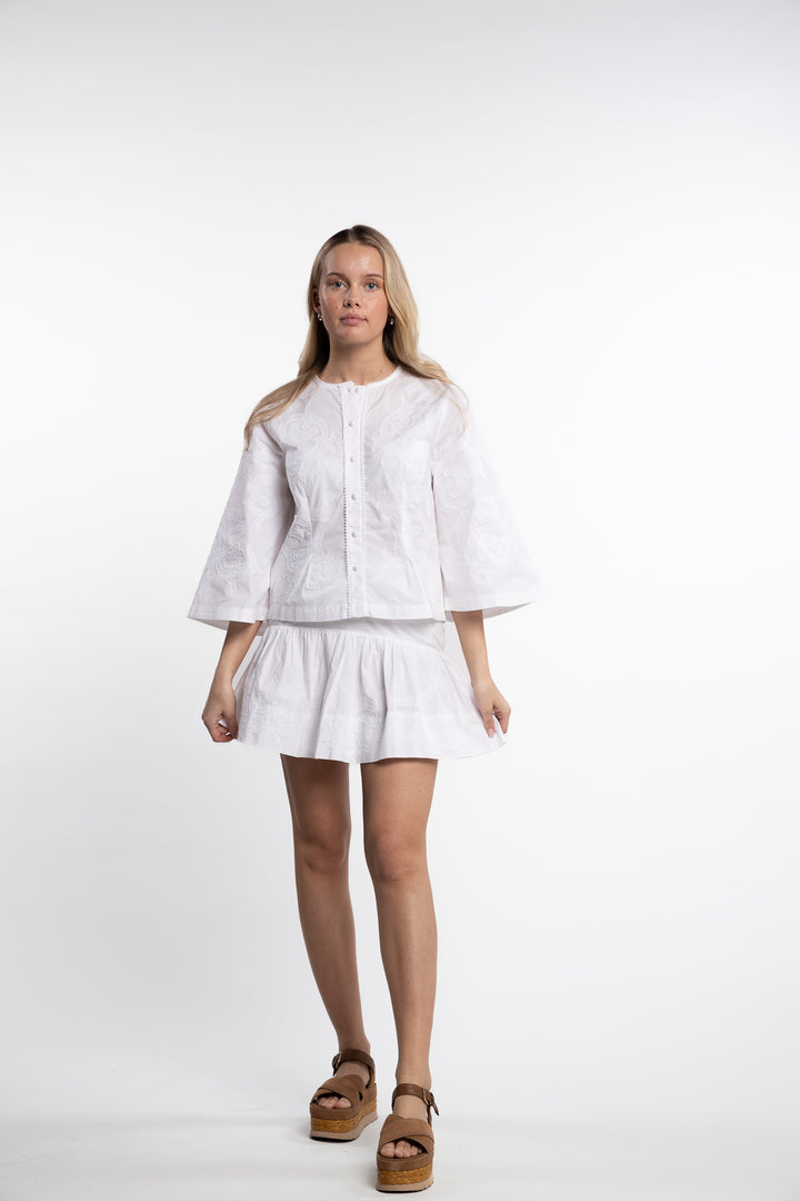 Anya Embroidery Skirt- White
