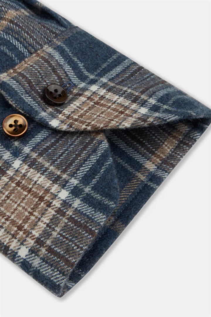 Slimline Flannel Shirt Dark Blue Check