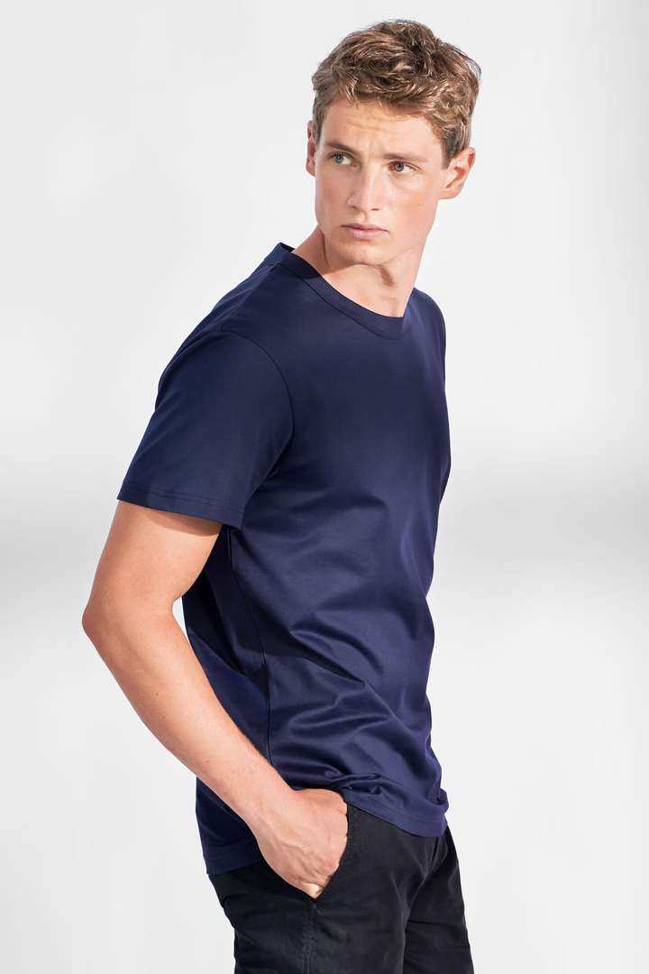 Pima Cotton Crew Neck T-Shirt Navy Blue
