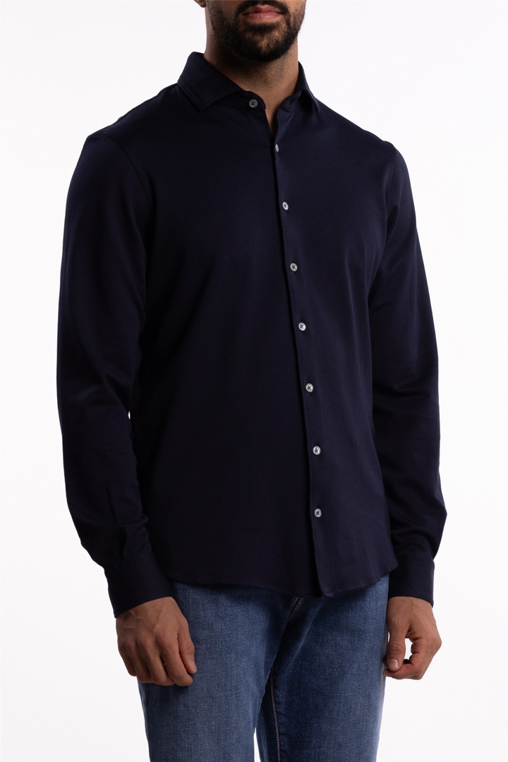 Cotton Stretch Shirt Navy