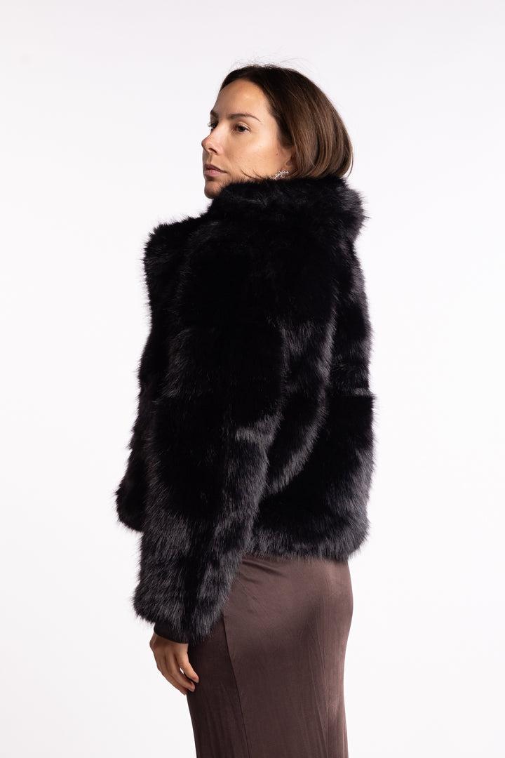 Sofia Fake Fur Jacket- Black