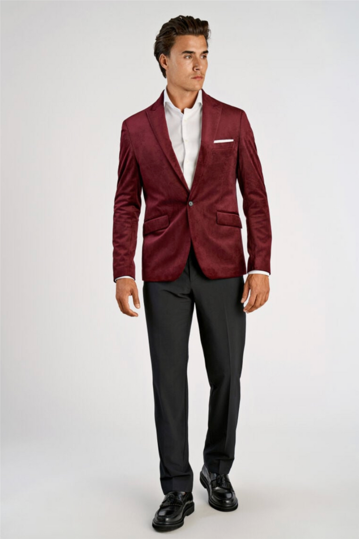 Velvet Blazer Burgundy