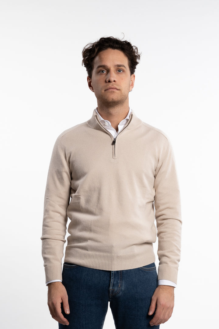 Cashmere Half-Zip Sabbia