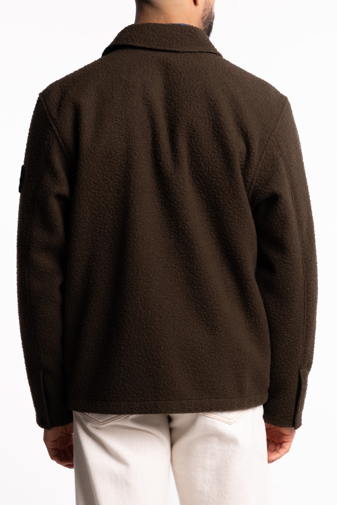 1200021 Wool Comfort-Fit Overshirt with Drawcord Hem Military Green