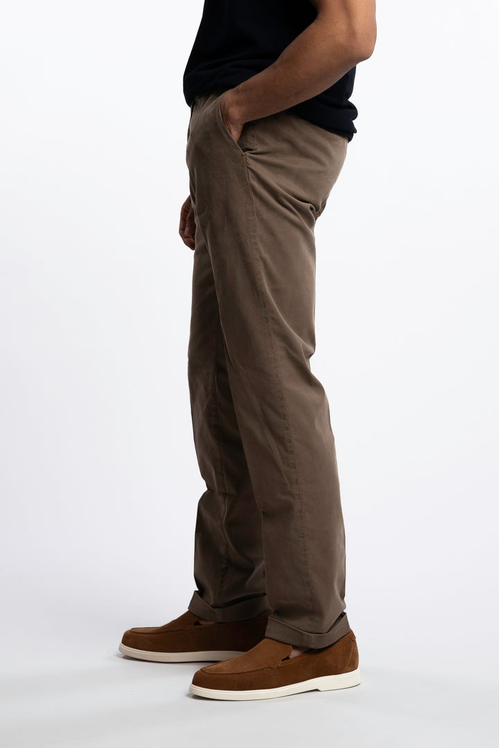 Cotton/Silk Chinos Lt Brown