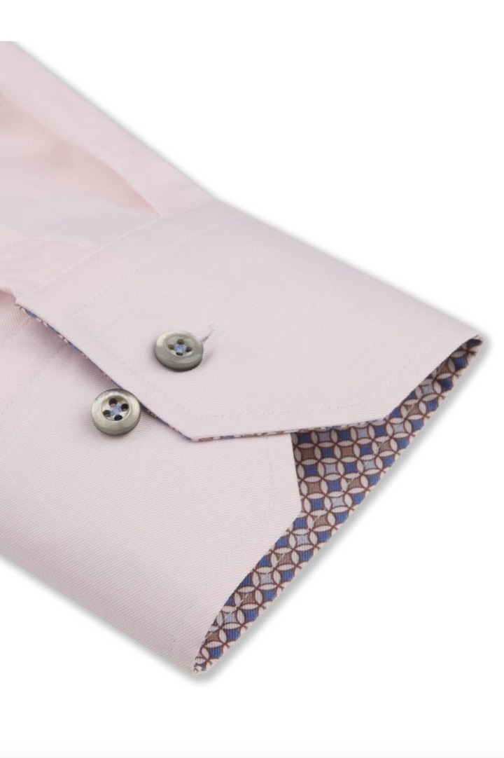 Fitted Body Twill Shirt Dark Pink Contrast