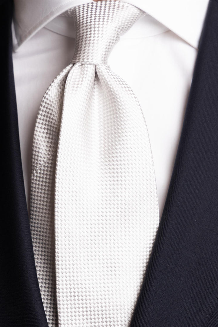 Silk Woven Tie Seremoni Silver