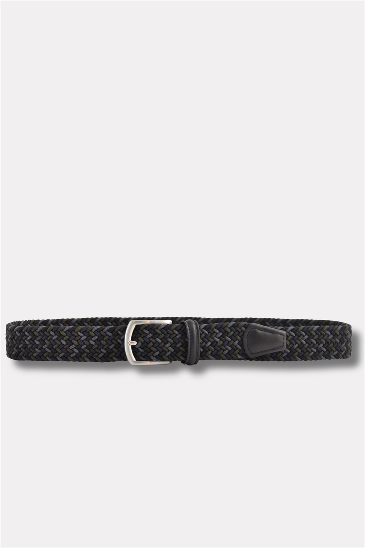 Classic Multi Colour Elastic Woven Belt Navy/Khaki/Charcoal/Grey 3,5 cm