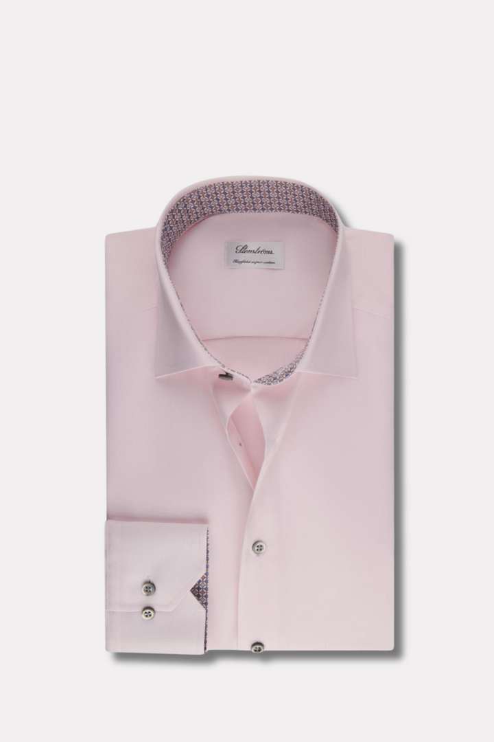 Fitted Body Twill Shirt Dark Pink Contrast