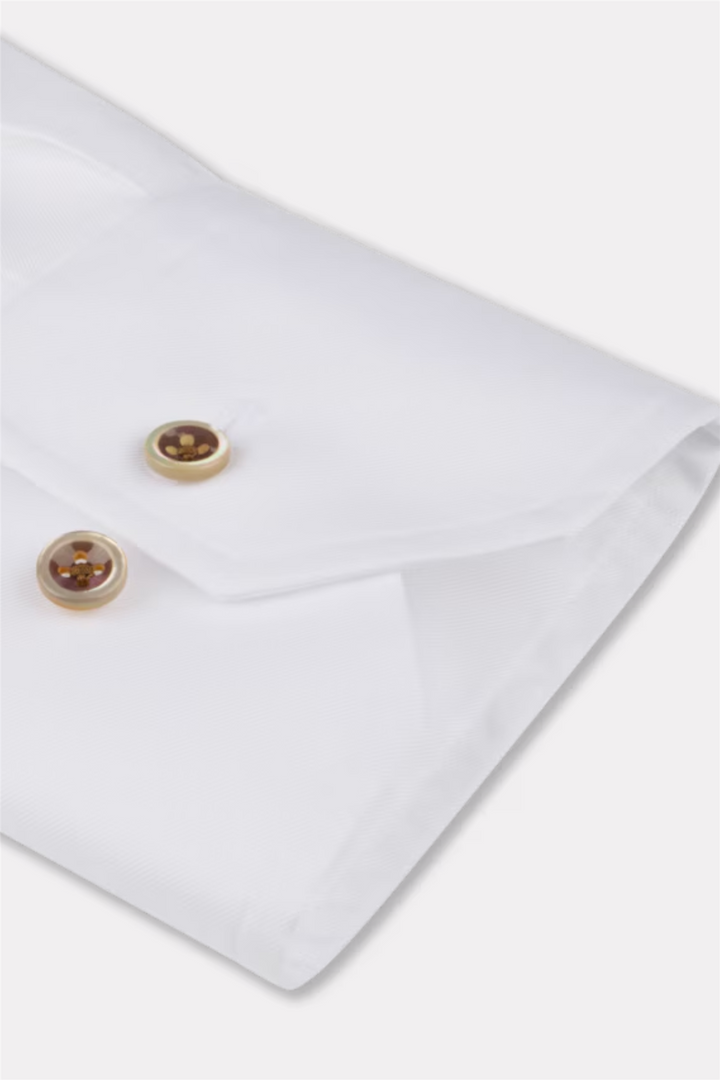 Slimline White Twill Shirt Contrast