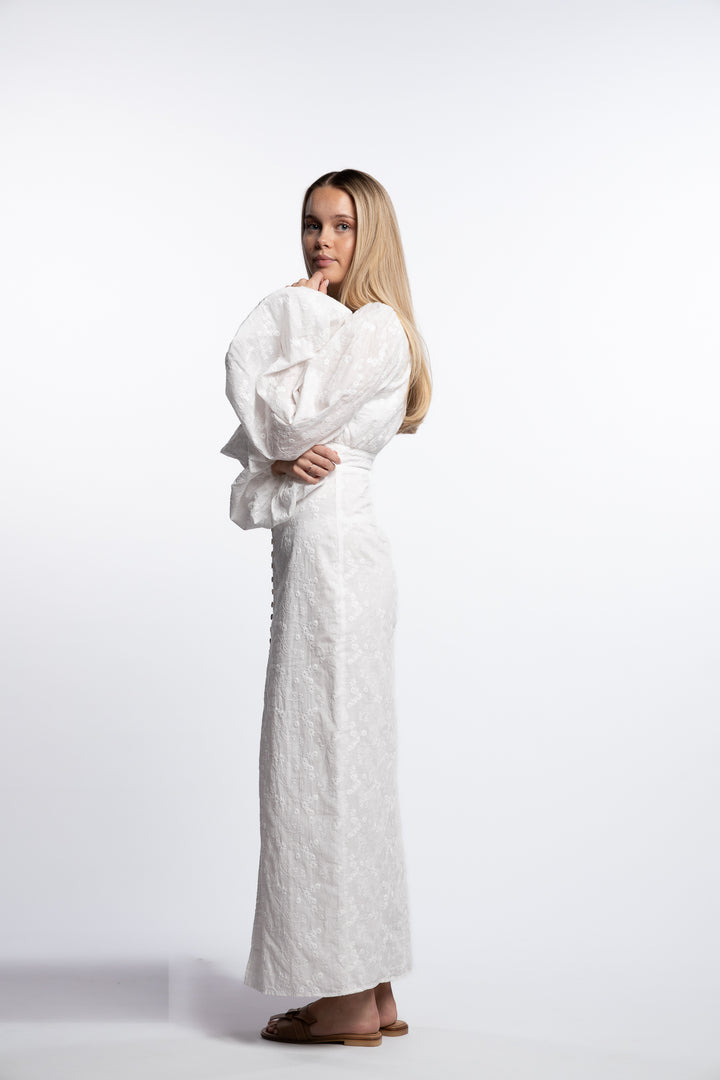 Positano dress- White Floral Embroidery