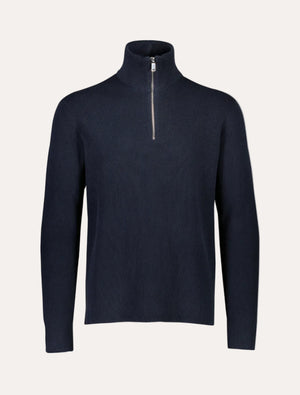 Half Zip Rib Knit Navy