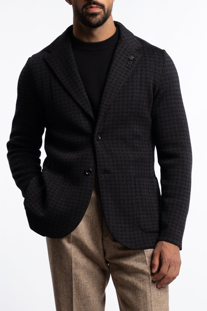 Knitted Wool Blazer Dark Grey