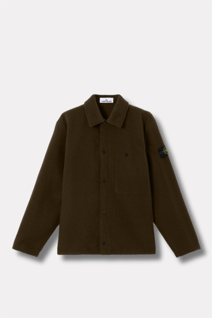 1200021 Wool Comfort-Fit Overshirt with Drawcord Hem Military Green