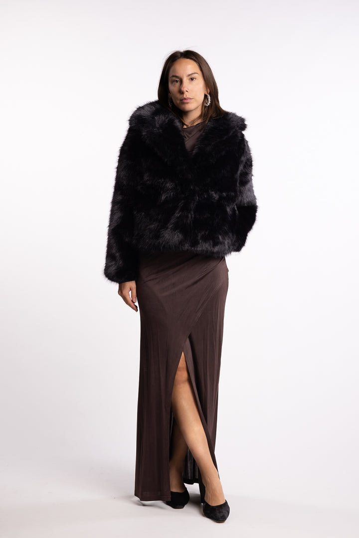 Sofia Fake Fur Jacket- Black