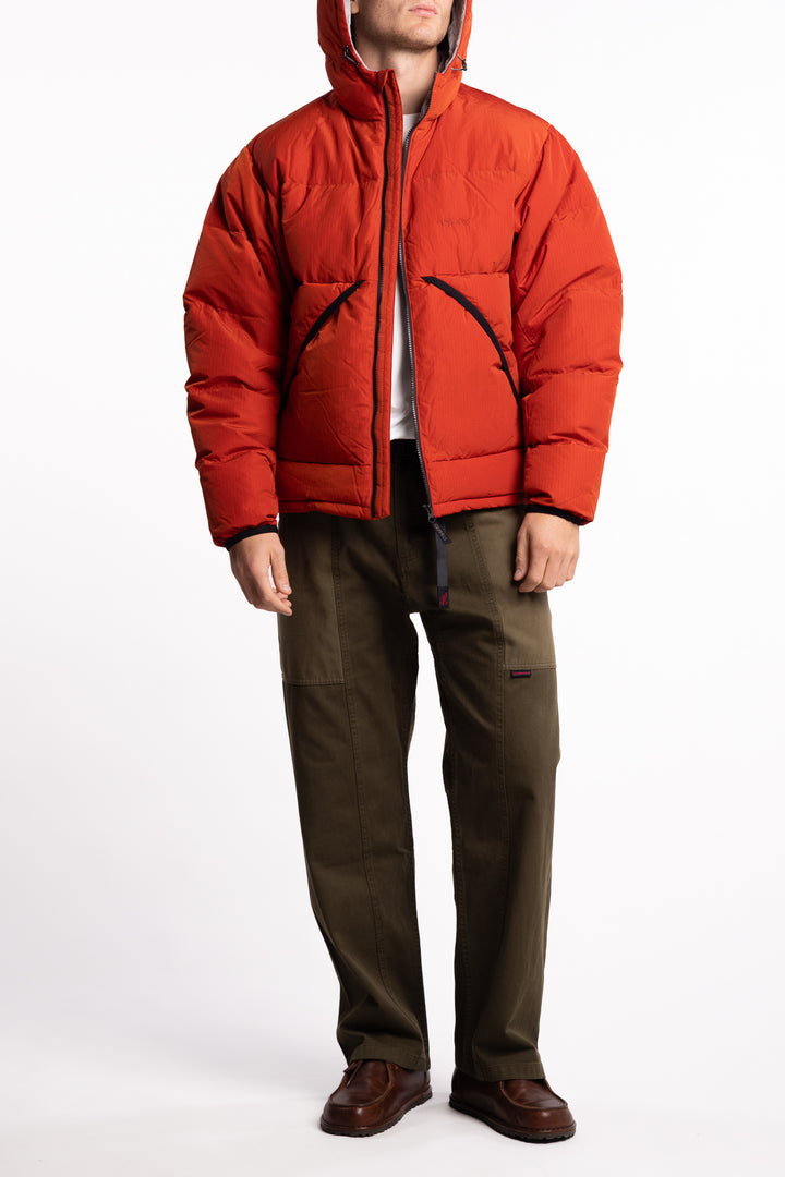 Down Puffer Hooded Jacket Burnt Red