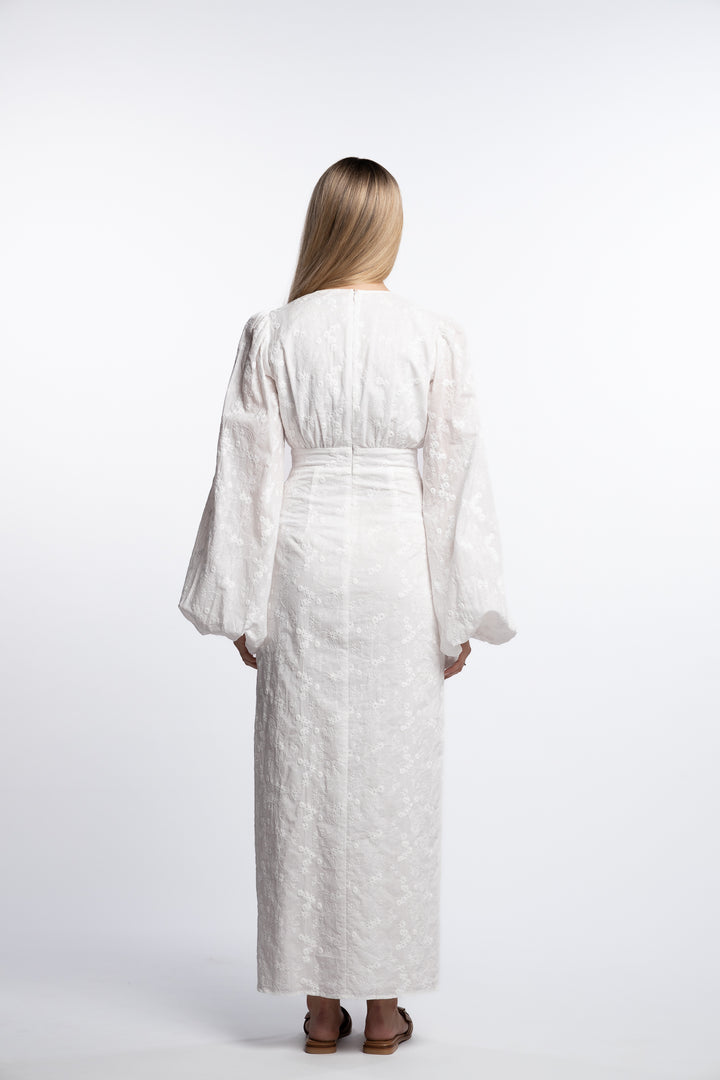 Positano dress- White Floral Embroidery