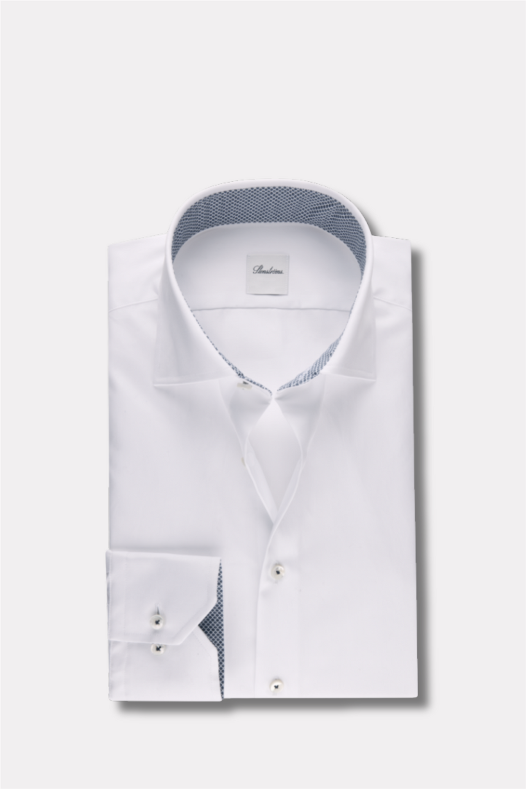 Slimline White Twill Shirt Contrast