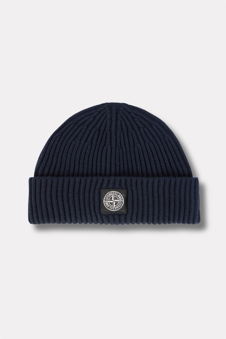 N100002 Beanie With Compass Logo Patch Navy Blue