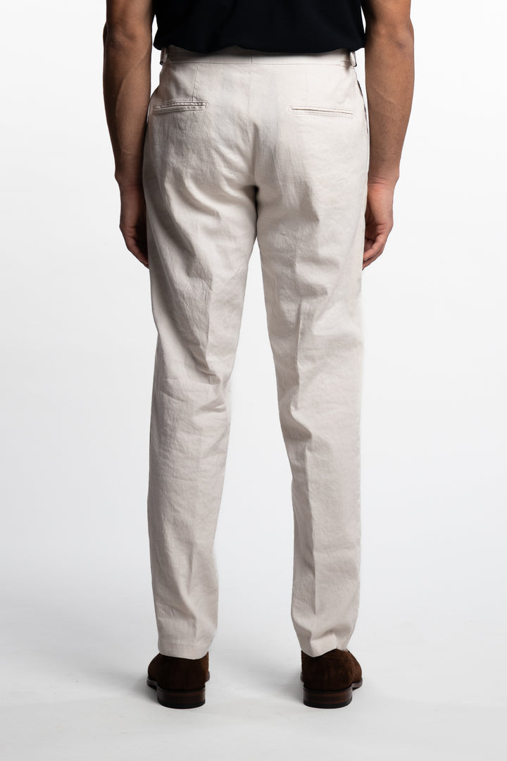 Pisa Cotton/Linen Trousers White Grass