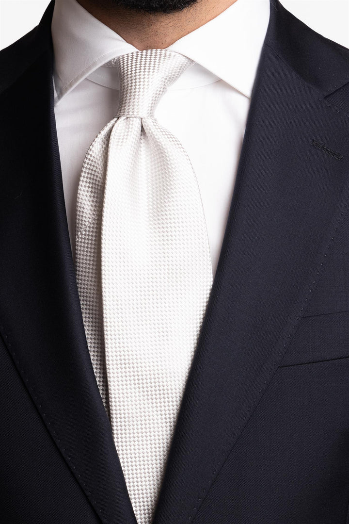 Silk Woven Tie Seremoni Silver