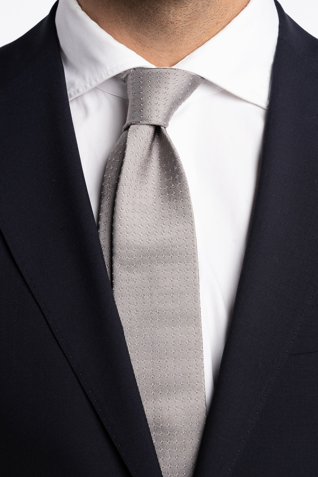 Silk Tie Light Grey Dots
