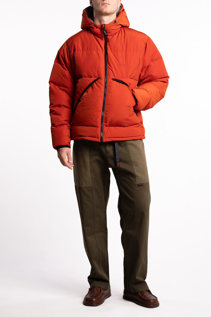 Down Puffer Hooded Jacket Burnt Red