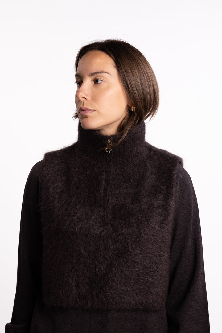 Belinda Chunky High Neck- Dark brown