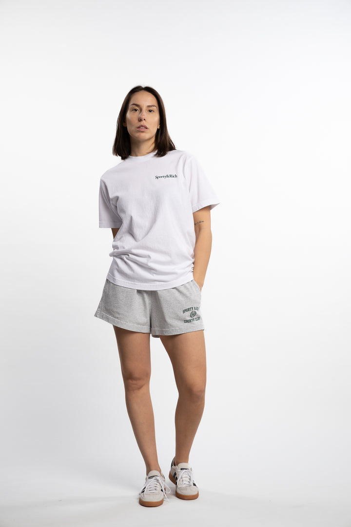 Varsity Crest Disco Short- Heather Grey