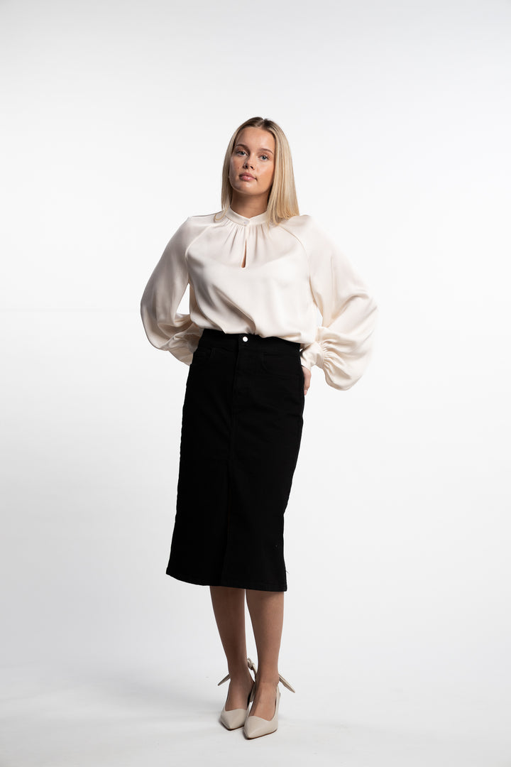 Stand Collar Blouse- Cream