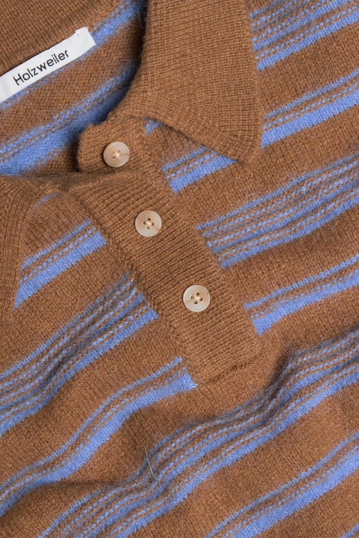 Olivia Wool Polo - Brown Stripe