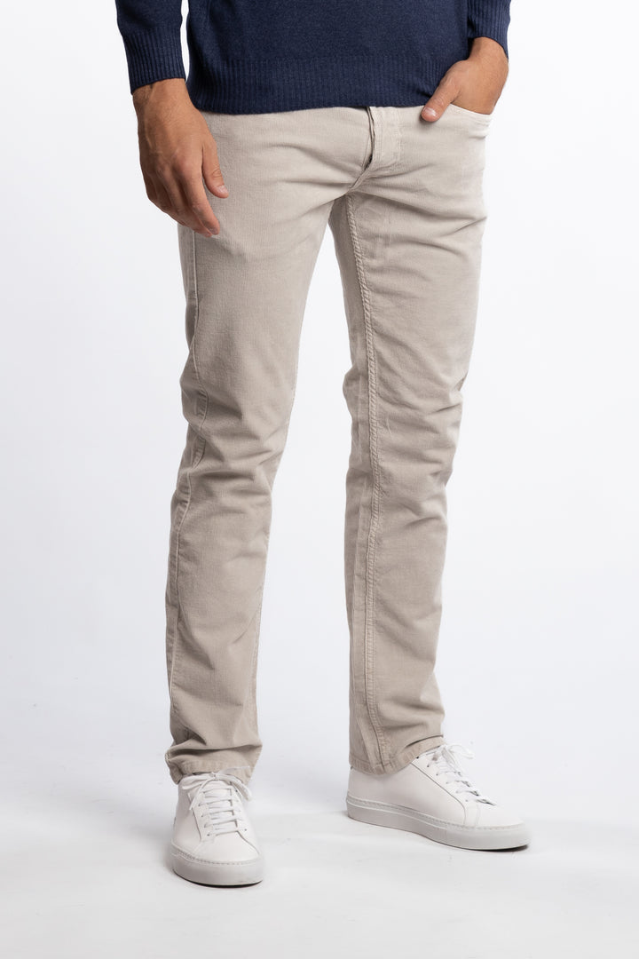Grover Straight Fit Corduroy Trousers Moon Grey