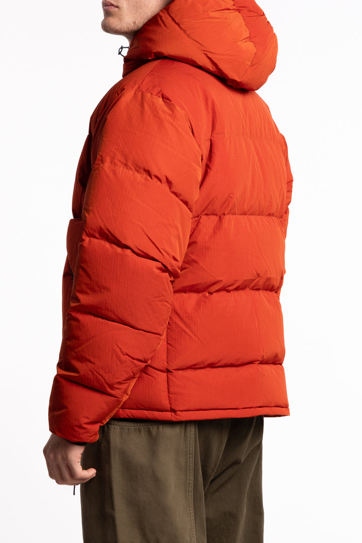 Down Puffer Hooded Jacket Burnt Red