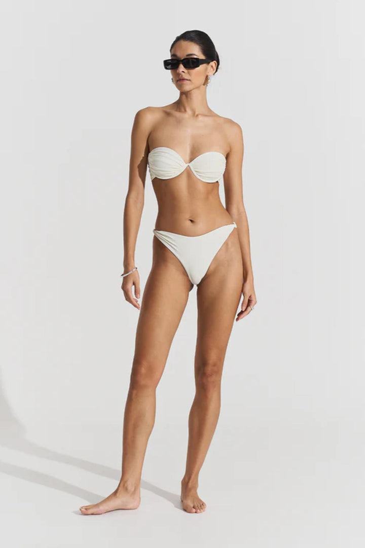 Twisted Bikini Bottom- Creme White