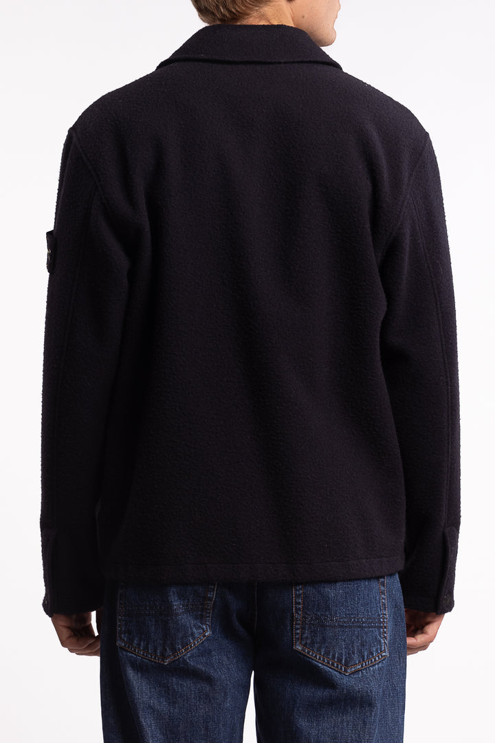 1200021 Wool Comfort-Fit Overshirt with Drawcord Hem Navy