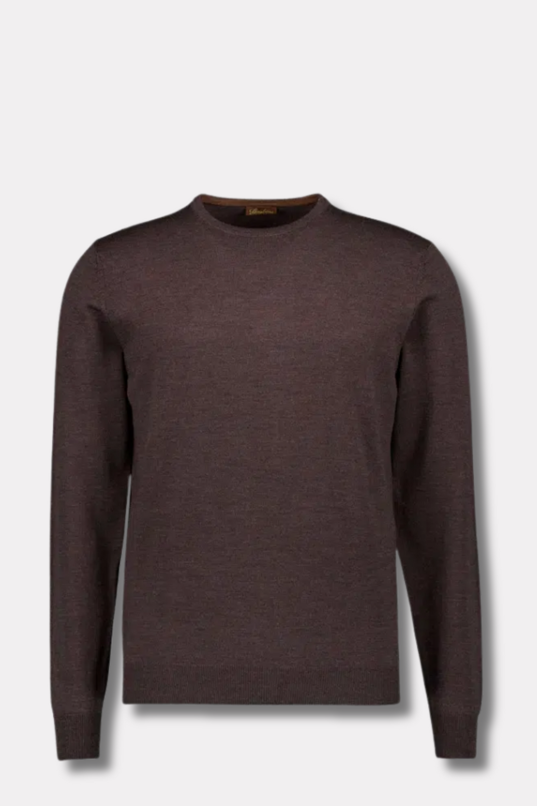 Merino Crew Neck Elbow Patch Dark Brown