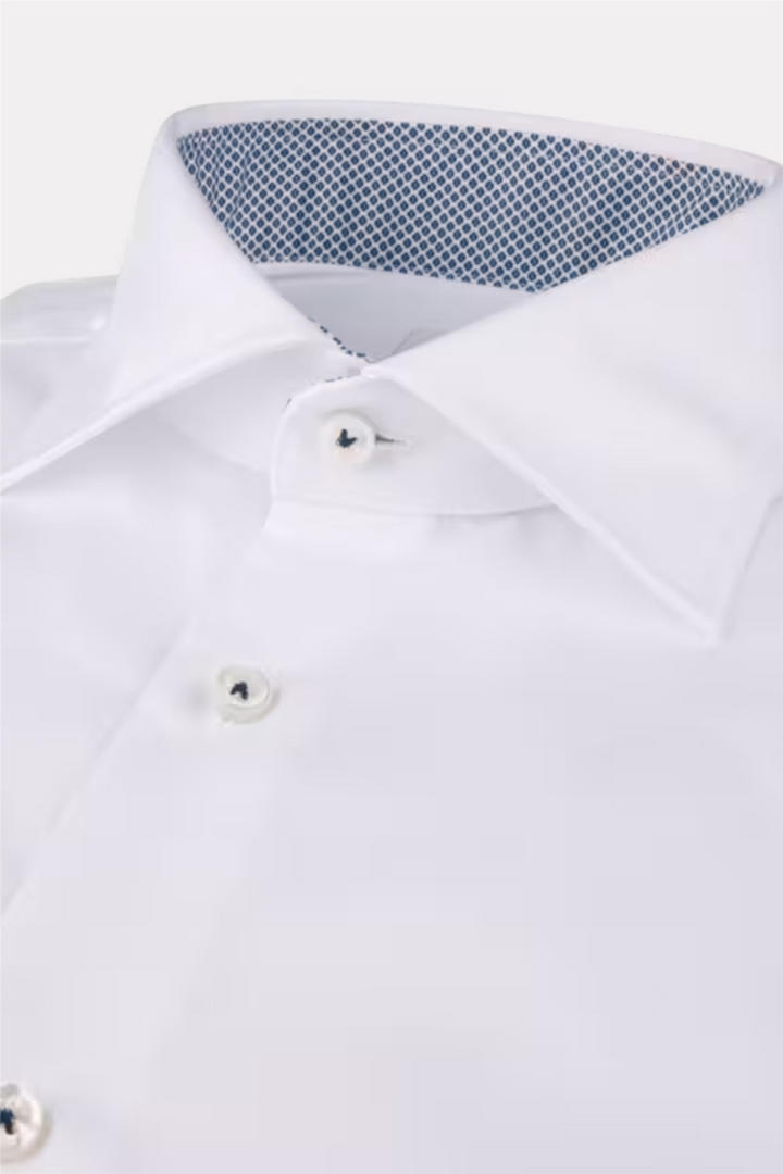 Slimline White Twill Shirt Contrast