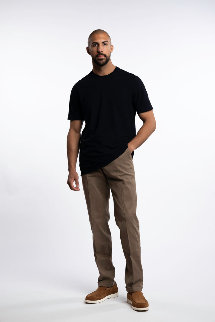 Cotton/Silk Chinos Lt Brown