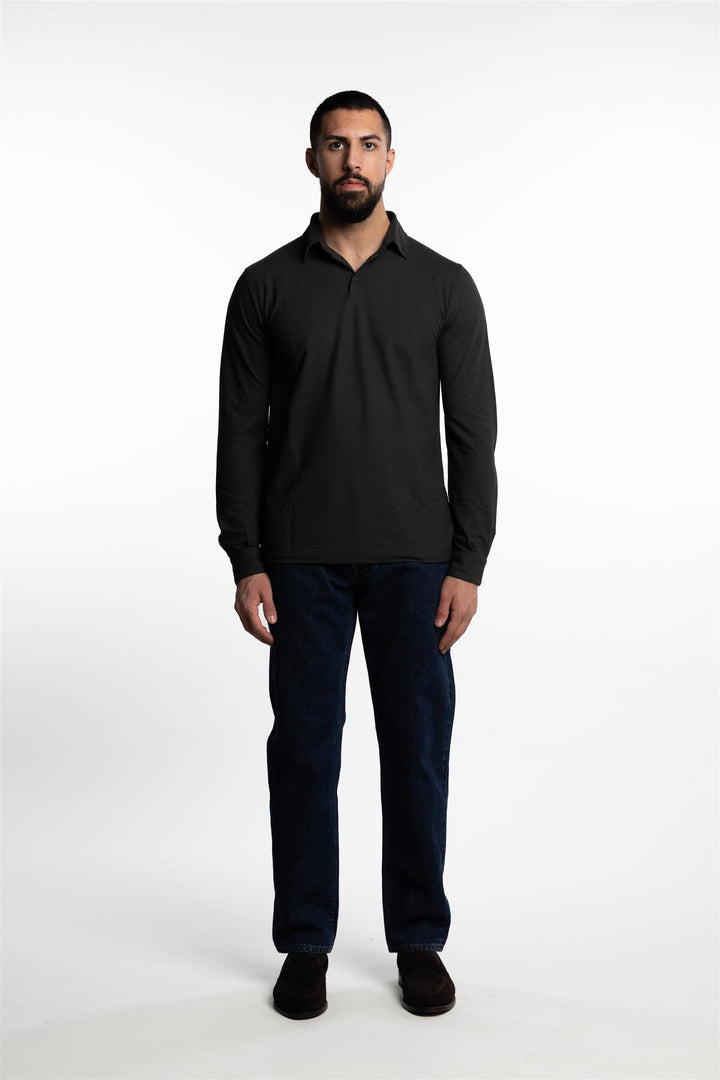 Ice Cotton Long Sleeve Polo Green