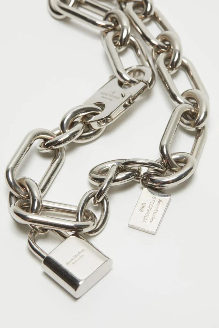 Padlock Chain Necklace- Semi Matt silver