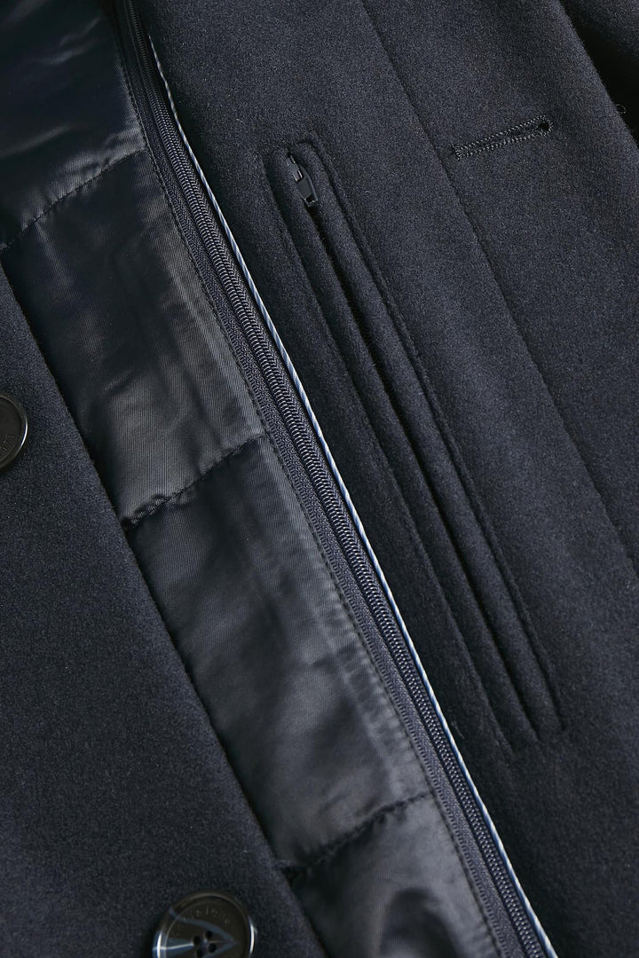 MaHarvey Short Wool Coat Dark Navy