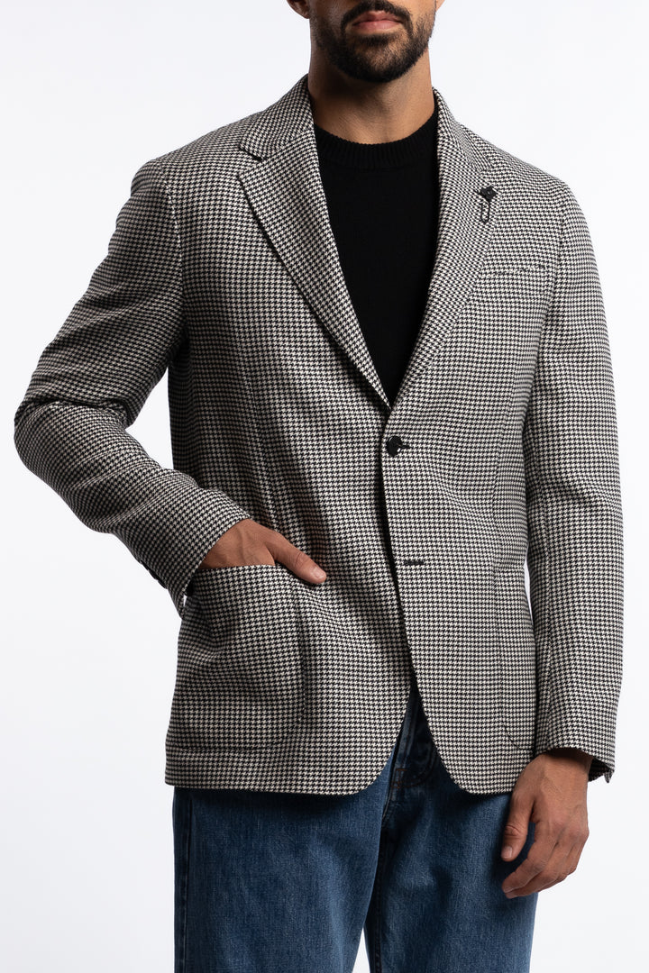 Roma Wool Regular Fit Blazer Black/White Houndstooth